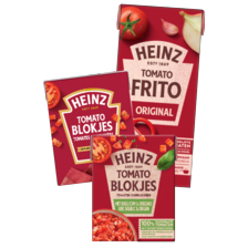 Heinz tomato frito, polpa,
blokjes, gepeldeof
gezeefde tomaten*
